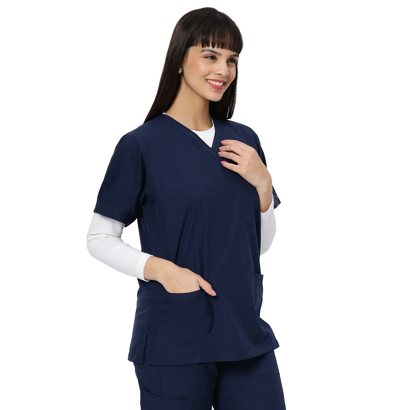 Women's Premium White Under Scrub Top - Image 3