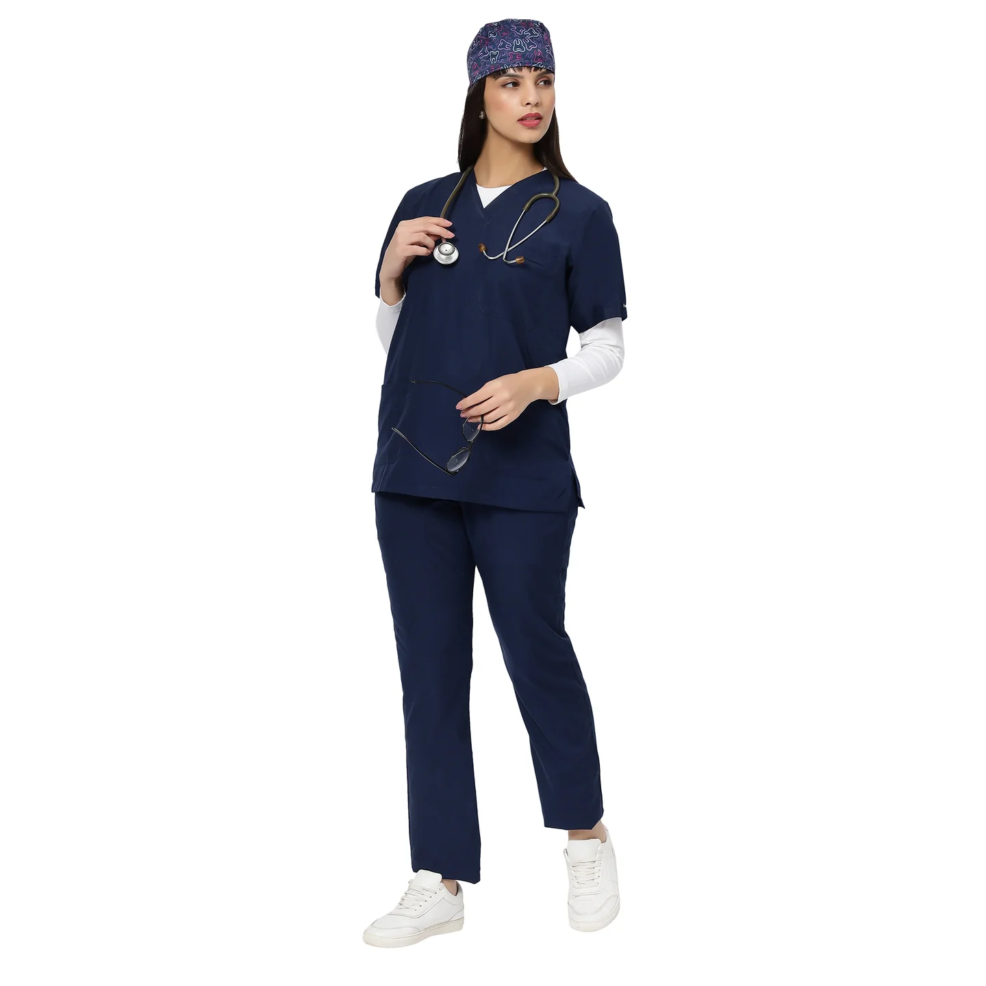 Women's Premium White Under Scrub Top - Image 2
