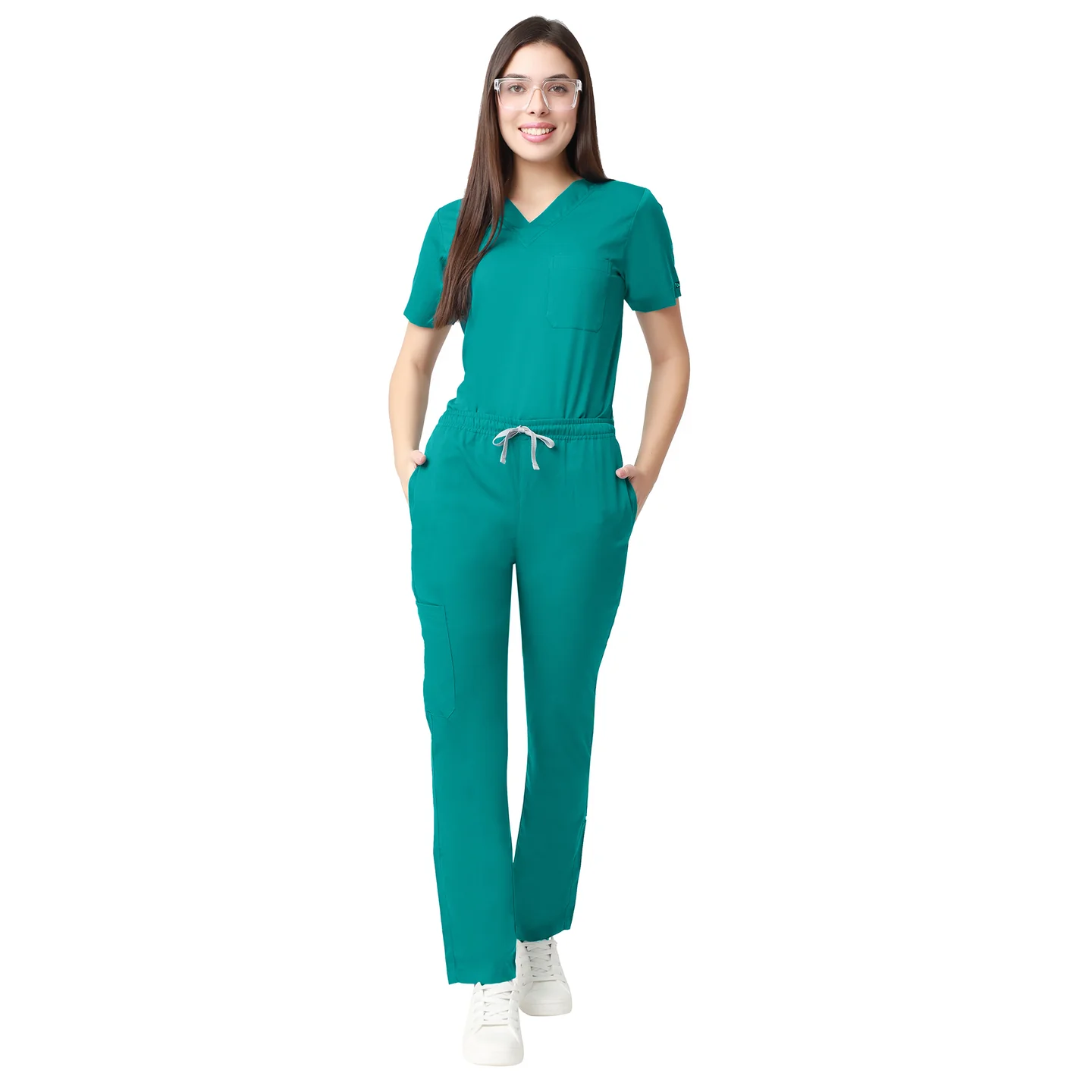 Women's Aqua Scrub Suit 2-Way Stretch / Liquid Repellant Free Embroidery (SMART FIT)